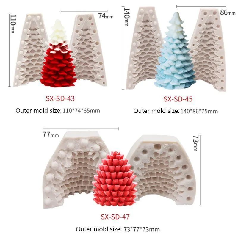 3D Christmas Tree Pine Cone Silicone Candle Mold Soap Clay Making DIY Cake Decor 2010235917093