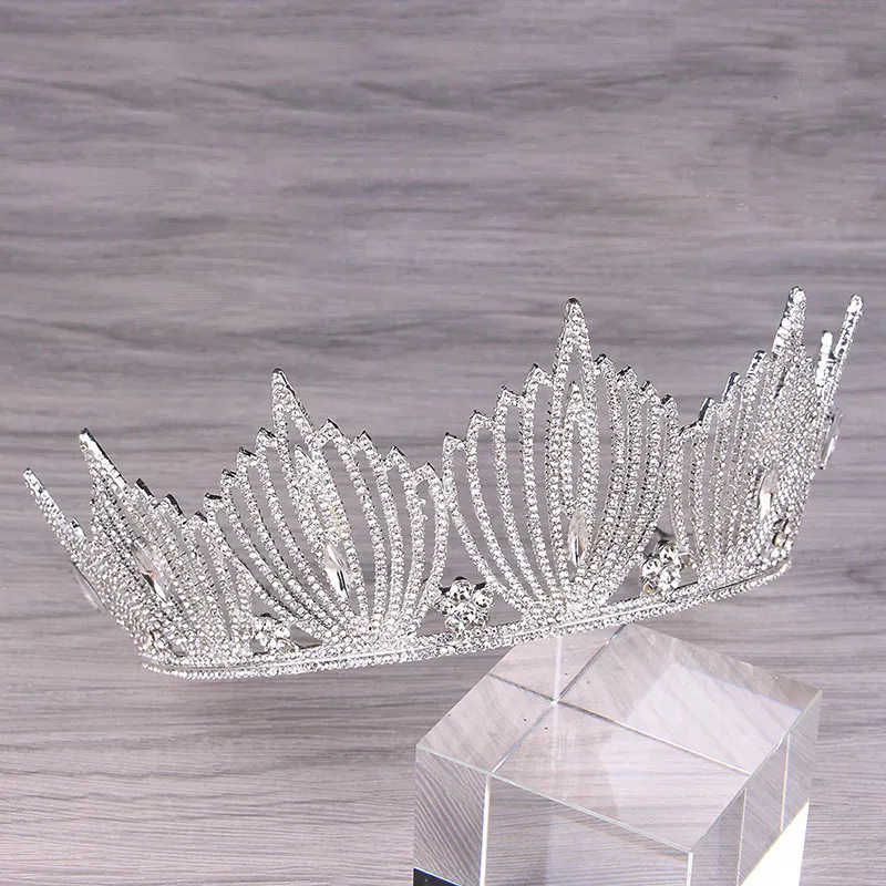 Corona da principessa Matrimonio Sirena da sposa Re Regina Barocco Oro Corona di cristallo Fascia capelli Compleanno Donna Gioielli capelli Tiara ragazze W3161