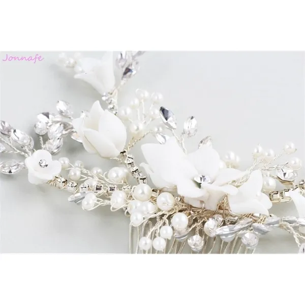 NPASON Charme nuziale floreale capelli vite perle pettine da sposa pezzo di capelli accessori donne prom copricapo gioielli W01042914