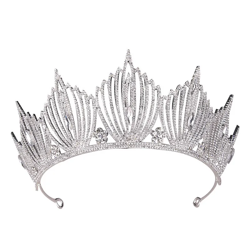 Corona da principessa Matrimonio Sirena da sposa Re Regina Barocco Oro Corona di cristallo Fascia capelli Compleanno Donna Gioielli capelli Tiara ragazze W3161