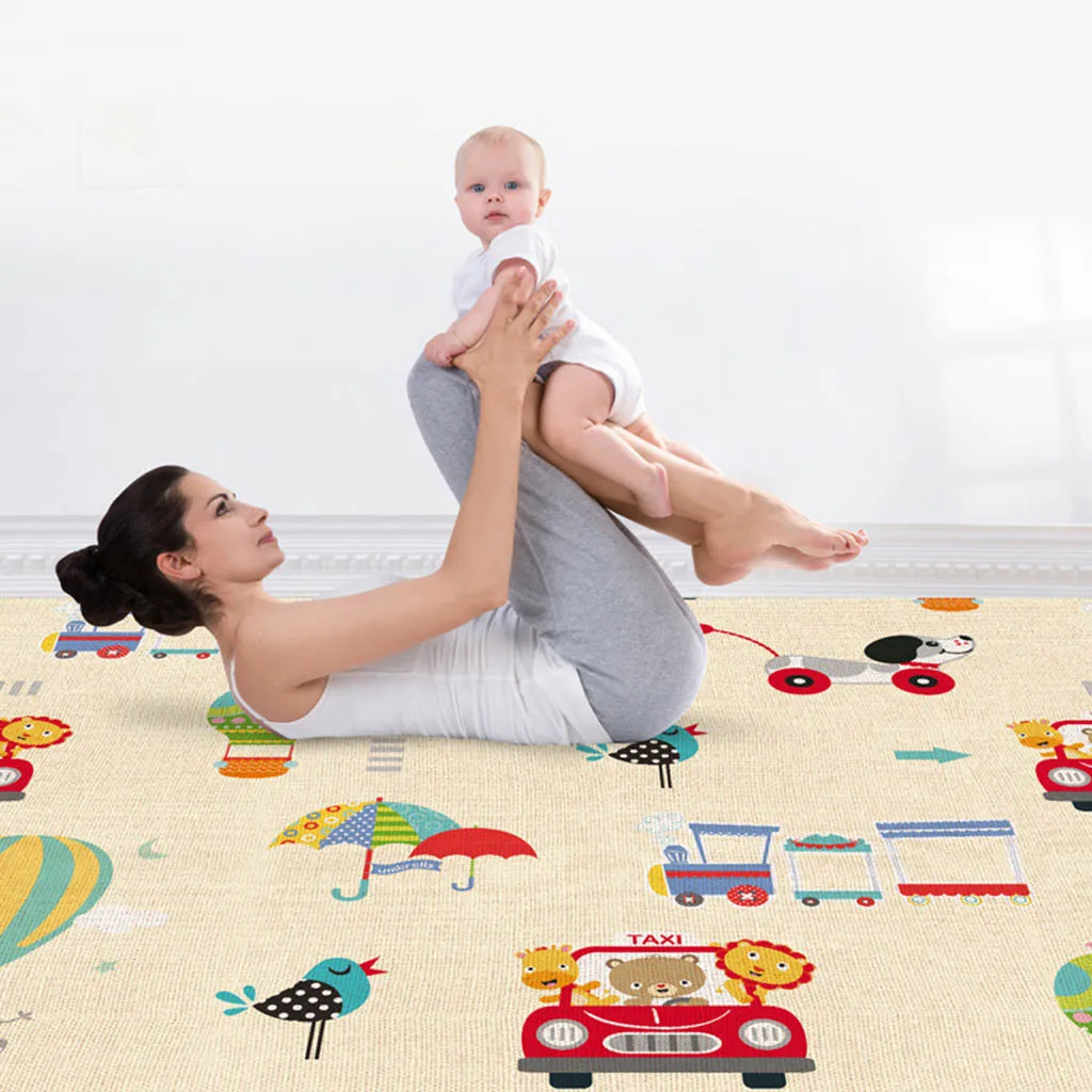 Baby Play Mat Waterproof LDPE Soft Floor PlayMat Foldbar Crawling Carpet Kid Game Activity Rug Folding Filt Reversible #F5 LJ23073