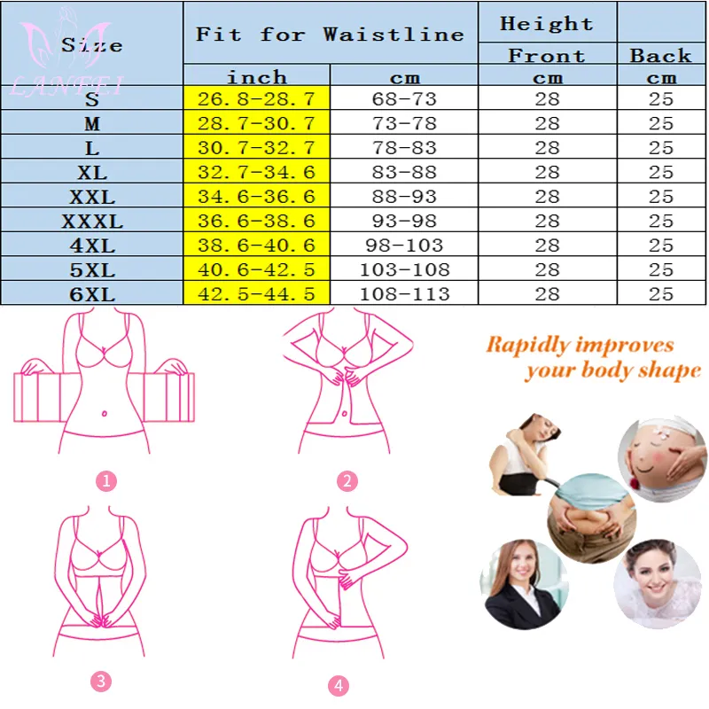 LANFEI S-6XL Body Shapers Corset Waist Trainer Slimming Belt for Women Neoprene Weight Loss Sweat Gym Fitness Workout Underwear 201222
