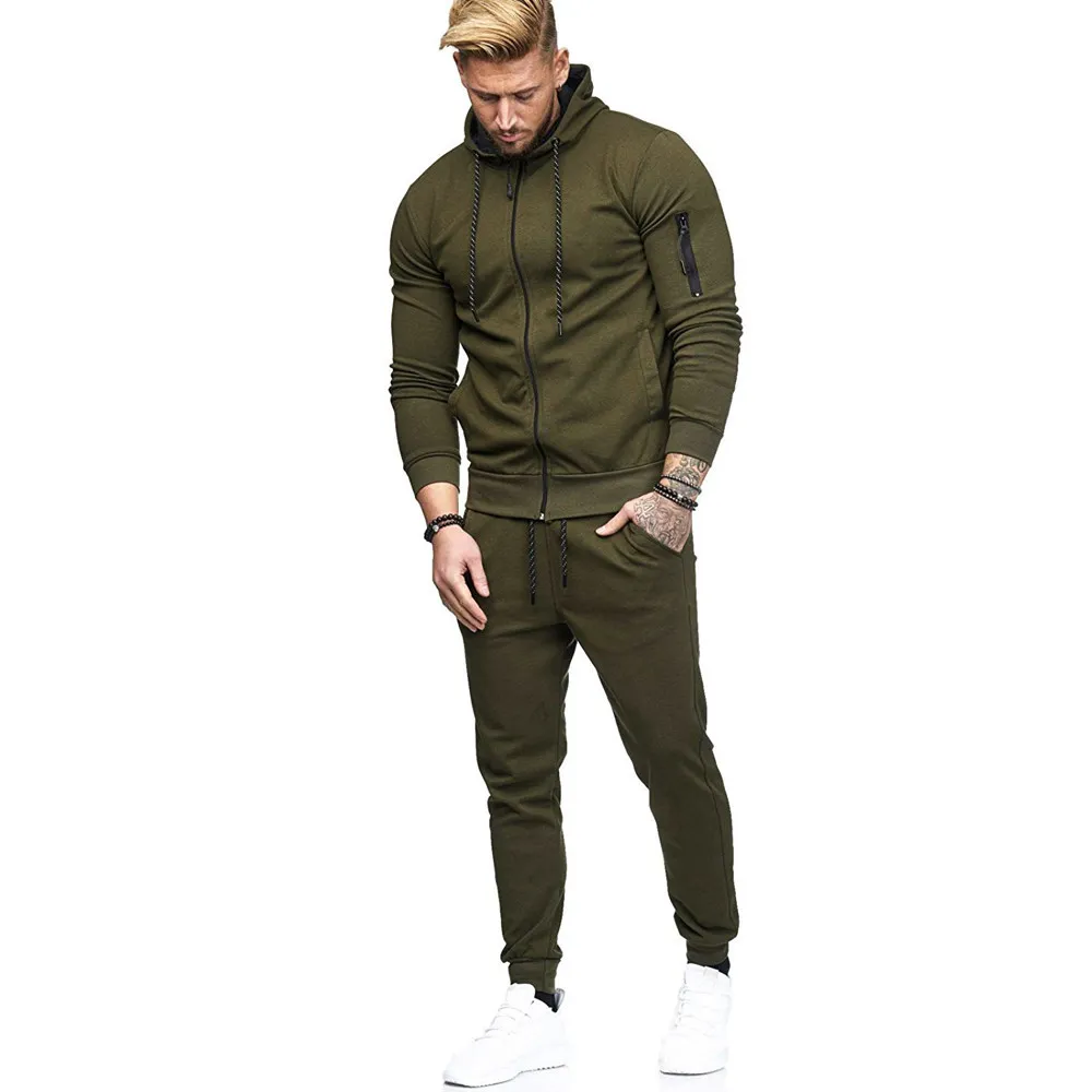 Survêtement Hommes Set Sporting Sweats à capuche Pantalon 2 pièces SweatSuit Hommes Vêtements Sweats à capuche Veste Pantalon Track Suit Hommes Joggers Streetwear LJ201126