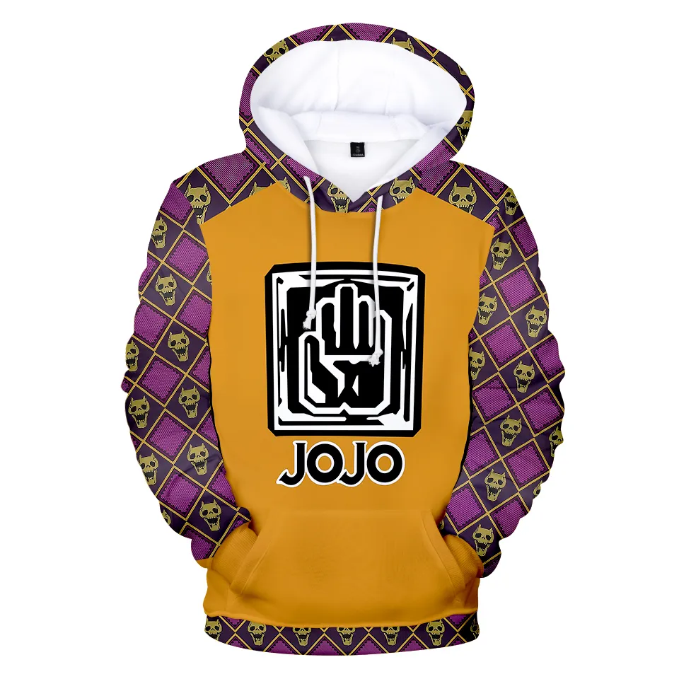 Hot Jojo's Fantastic Adventure Character Pak 3D Hoodies Mannen Vrouwen Hoodie Jongens Meisjes Blauw + Wit Plaid 3D Jojo Pullovers C1117