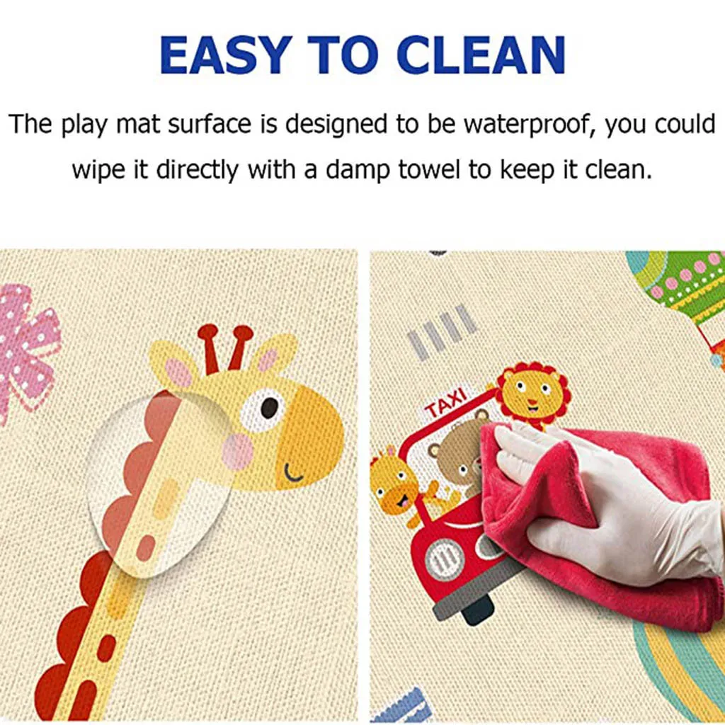 Baby Play Mat Vattentät LDPE Mjukt golv Playmat Fällbar Crawling Carpet Kid Game Aktivitet Rug Folding Blanket Reversible # F5 LJ201128