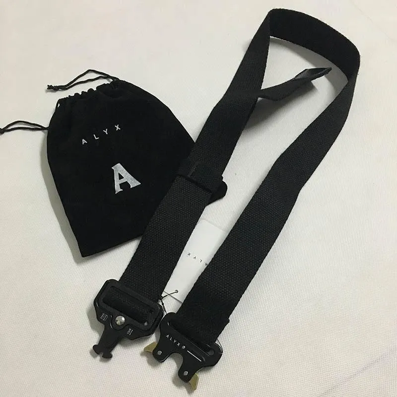 Alyx Belt 128cm 안전 벨트 남성 여성 금속 버클 일반 버클 캔버스 Alyx Fashion Streetwear282m