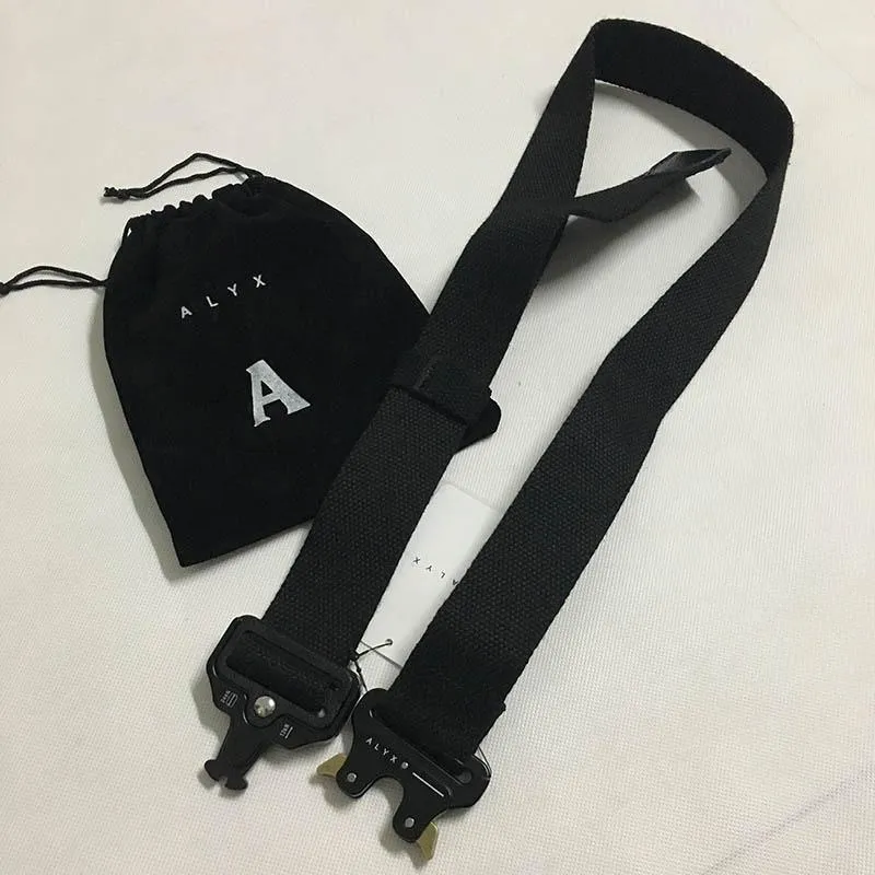 Cintura alyx 128 cm Cintura di sicurezza uomini Donne in metallo Buckle Ordinary Canvas ALYX Fashion Streetwear197D
