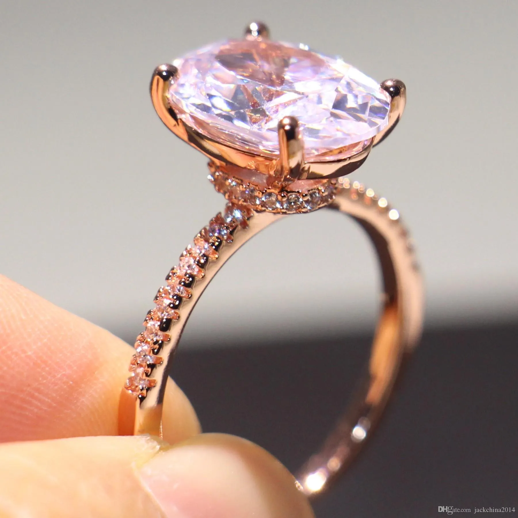 CHOUCONG NUOVO INS Top Sellig Gioielli di lusso 925 Sterling Silverrose Oval Ovale Ovalo grande anello di diamanti Diamond Wedding Band Ring299M