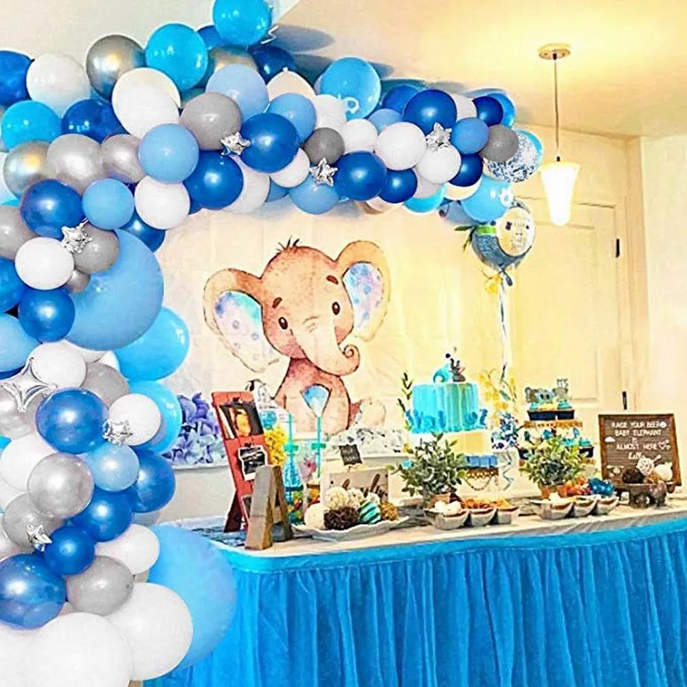 134 Stück Blauer Ballon Garland Arch Kit Weiß Grau Blau Konfetti Latexballons Babyparty Hochzeit Geburtstag Partydekorationen T200524