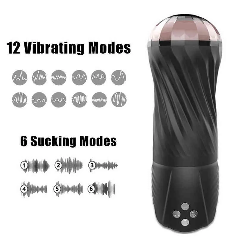 NXY Masturbatori sessuali 23 cm Masturbatore maschile Pompa pene Vagina Vibratore fica reale uomo Glande Succhiare Coppa morbida Flirtare Giocattoli vocali Adulti Erotico 220127