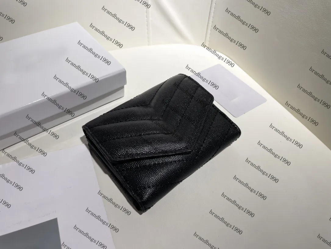 Créateur de mode Caviar Génétique en cuir Gélet Black Black Portefeuille Card de cartes à glissière Sacs de fermeture à glissière Femme Course Small Coin Sac avec B277P
