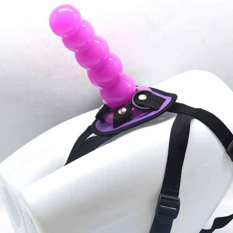 NXY Dildos Wear Leather Pants Simulated Penis Backyard Plug Men and Women with Five Beads Yin Anal Dual purpose Masturbation Device 0221