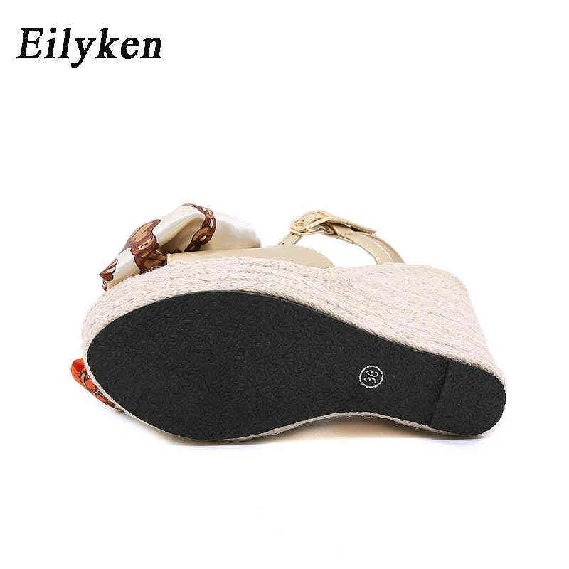Sandaler EilyKen Design Straw Rope Vävning Tjocka Bottom Wedges Skor För Kvinnor Mode Open Toe Ankel Buckle Strap Platform Sandaler 220310