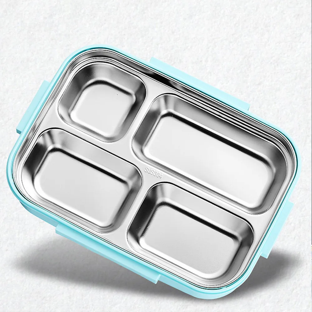 المحمولة 304 الفولاذ المقاوم للصدأ الغداء مربع جديد حار 3/4 قسم تصميم الغذاء لوحة بينتو مربع المطبخ حاوية الغذاء مانعة للتسرب 201029