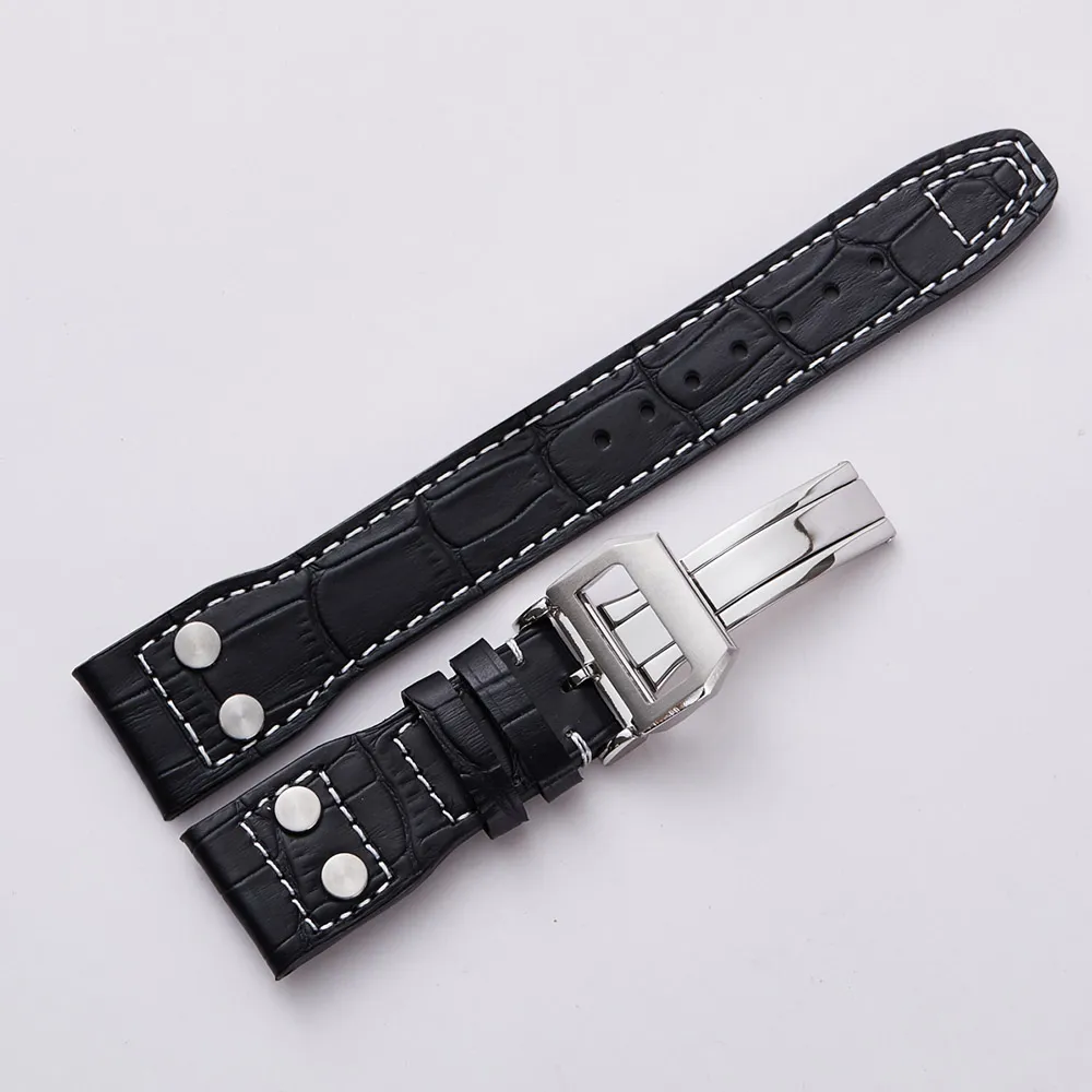 Groothandel gratis verzending Echte kalf lederen horlogeband met gesp sluit heren horloges band voor fit IWC armband 20mm 22mm