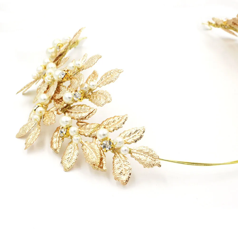 Griekse godin zendspoel gouden laurierblad hoofdband Griekse kroon bruidsparels zendspoel bruidsmeisjes cadeau Prom zendspoel W01042862