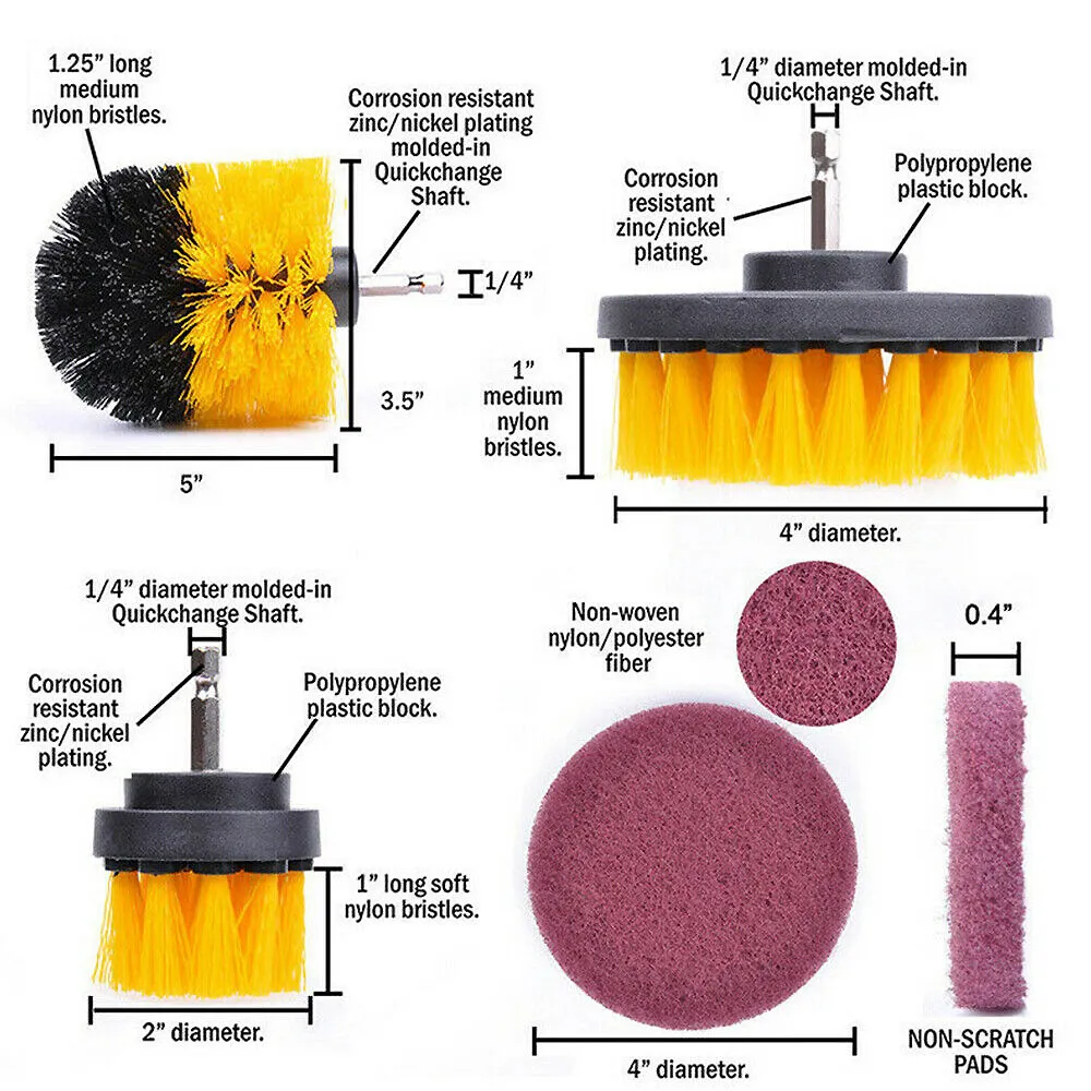Electric Drill Brush Scrub Pads Kit Power Scrubber Cleaning Kit Cleaning Brush Scouring Pad for Carpet Glass Car Clean 202961394