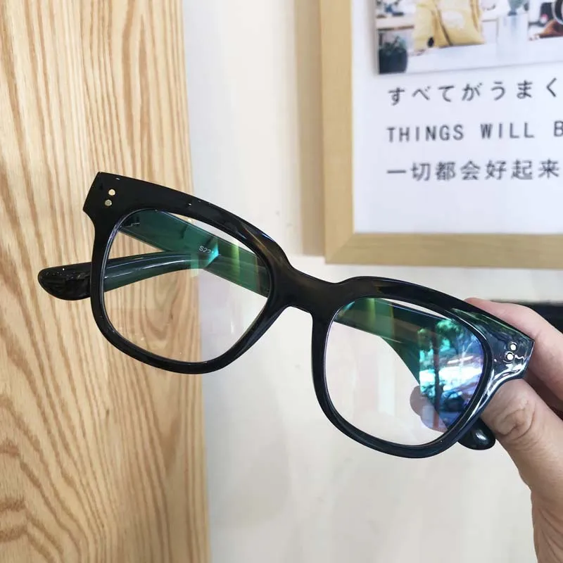 Armação de óculos vintage para homens e mulheres, óculos grosso quadrado transparente, lente de tonalidade clara personalizada, lente asférica pocrômica p283h