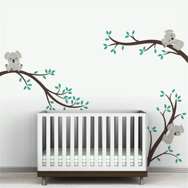 Tamanho grande Koala Árvore Ramos Decalques Decalques Adesivo Berçário Vinils Adesivos De Bebê Arte Da Parede Para Crianças Quartos TX-303 201202