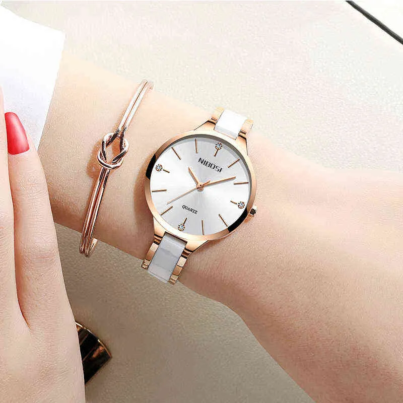 NIBOSI Women Wrist Watch 2022 Ceramic Bracelet Watches Ladies Creative Women's Watch Female Clock Relogio Feminino Montre Fem253u