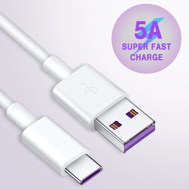 Typ C USB 1M 2M 6ft 5A Telefon Fast Charging Data Cable för Android Charge Transmission Wire för Samsung S22 S20 S23 10 LG