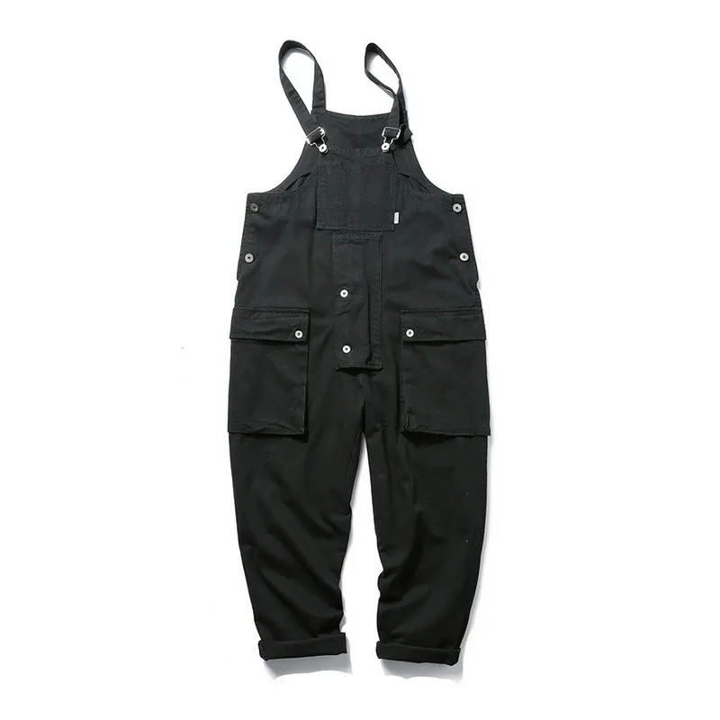 Moda Streetwear Homens Design De Moda Suspender Jumpsuit Solto Straight Pocket Big Bib Homens Casuais Calças Casual Jumpsuit 201113