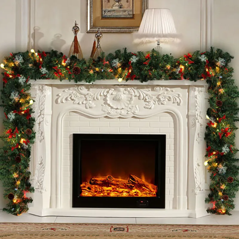 クリスマスの装飾装飾装置クリスマスツリーガーランドラタンホームウォールパインハンギンググリーン人工花輪暖炉新年飾り29356615