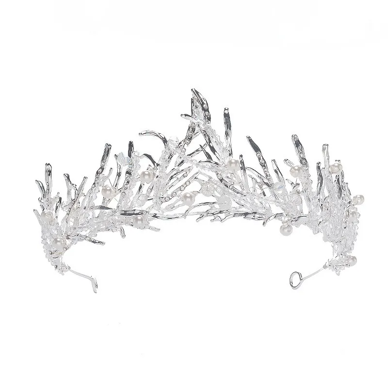 Bruids bruiloft mode zilveren kristallen koningin kroon haaraccessoires plated diamond hoofdtooi haaraccessoires J0121