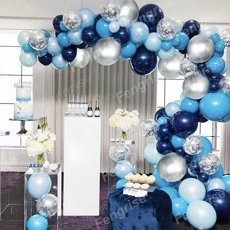 Kit de guirlande de ballons métalliques bleus, confettis dorés, arc de ballons, décoration de fête d'anniversaire pour enfants, mariage, anniversaire, fête prénatale, garçon 220523