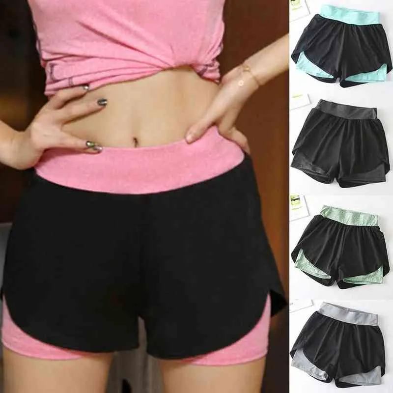 Yo-ga Shorts Fitness Fitness Top Spandex Neon Elastic Exercício Exercício Curto Leggings para Senhoras Ginásio Desporto Desgaste Active Gym Shorts Y220311