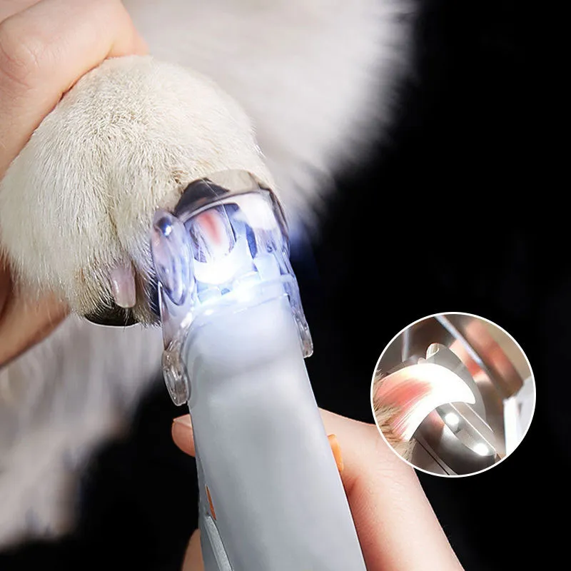 Cortaúñas para mascotas, tijera de uñas para perros con aumento 5X, recortador seguro para el cuidado de mascotas, herramienta de cuidado Cw, recortador de uñas para perros con luz LED 8268167
