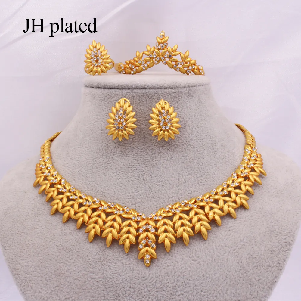 Ethiopia Jewelry sets for women gold necklace earrings Bracelet ring Dubai African Indian bridal wedding set gifts collares 2011303756665