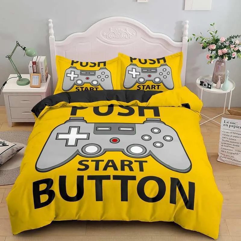 3D Bedding Set for Boys Twin Comforter Cover Duvet Kids Colorful Action Buttons Printed Quilt Soft Microfiber Bedspr 201127