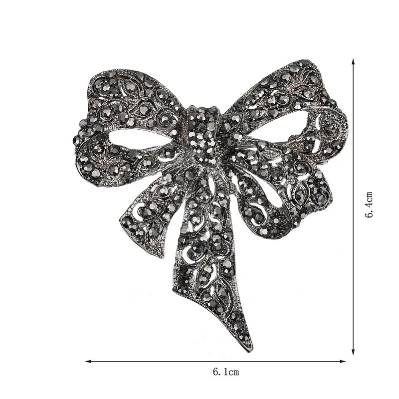 Broches à nœud papillon en cristal strass pour femmes, grande broche à nœud papillon, bijoux Vintage à la mode, accessoires d'hiver, cadeau de noël