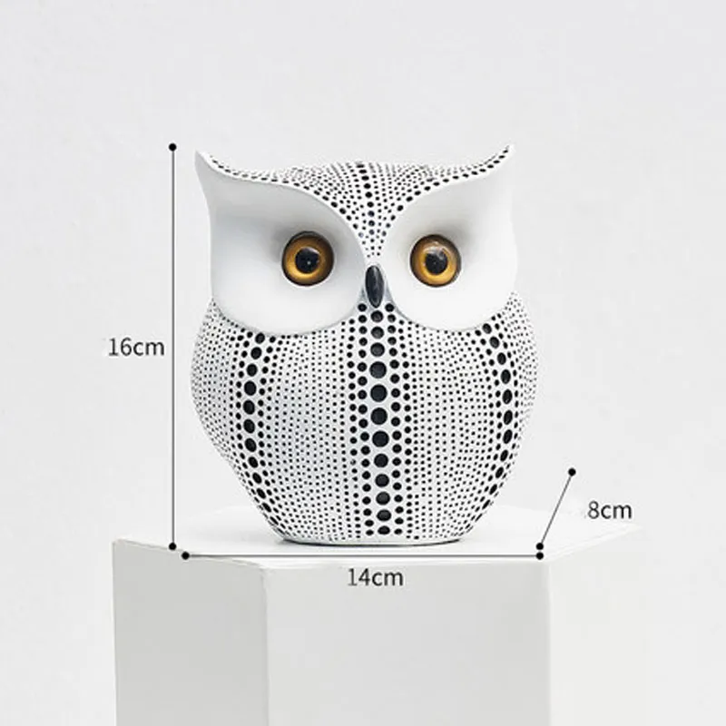 Nordic Style Minimalist Craft White Black Owls Animal Figurines Resin Miniatures Home Decoration Living Room Ornaments Crafts Y2001840298