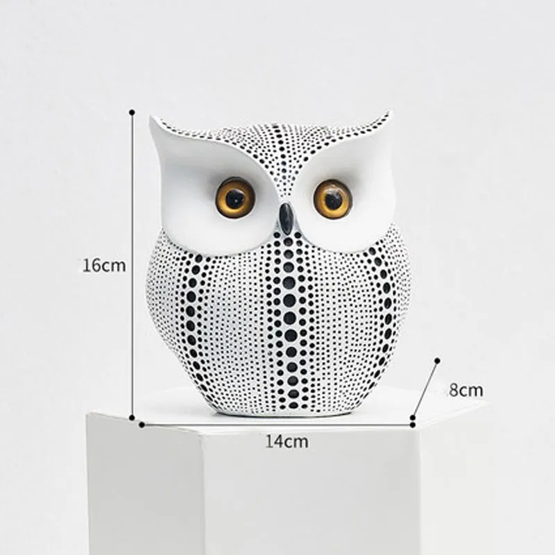 Style nordique Craft minimaliste Blanc Black Owls Animal Figurines Résine Miniatures Home Decoration Salon Ornements Crafts Y2009019718
