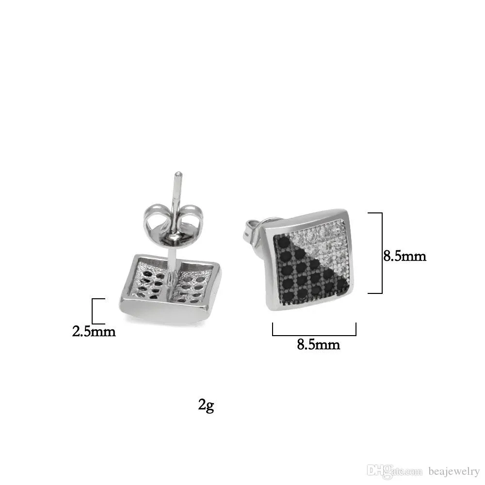 New Earrings Fashion Jewelry Luxury Mix Color Cubic Zirconia Square Stud Earring For Women And Men