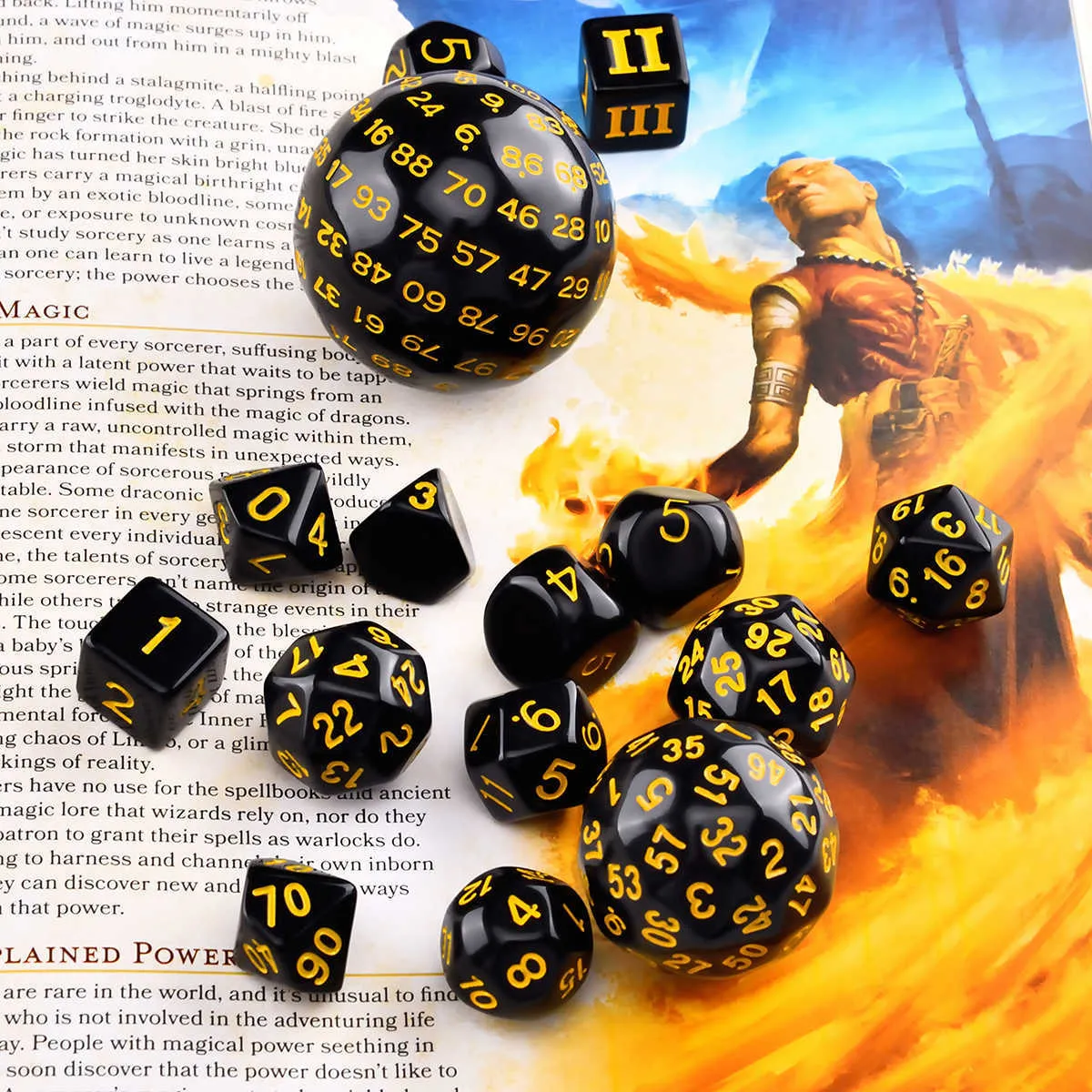 Opaque Black Polyhedral Dice Set for DND DCC RPG D3 D4 D5 D6 D7 D8 D10 D% D12 D16 D20 D24 D30 D60 D100 220115314f