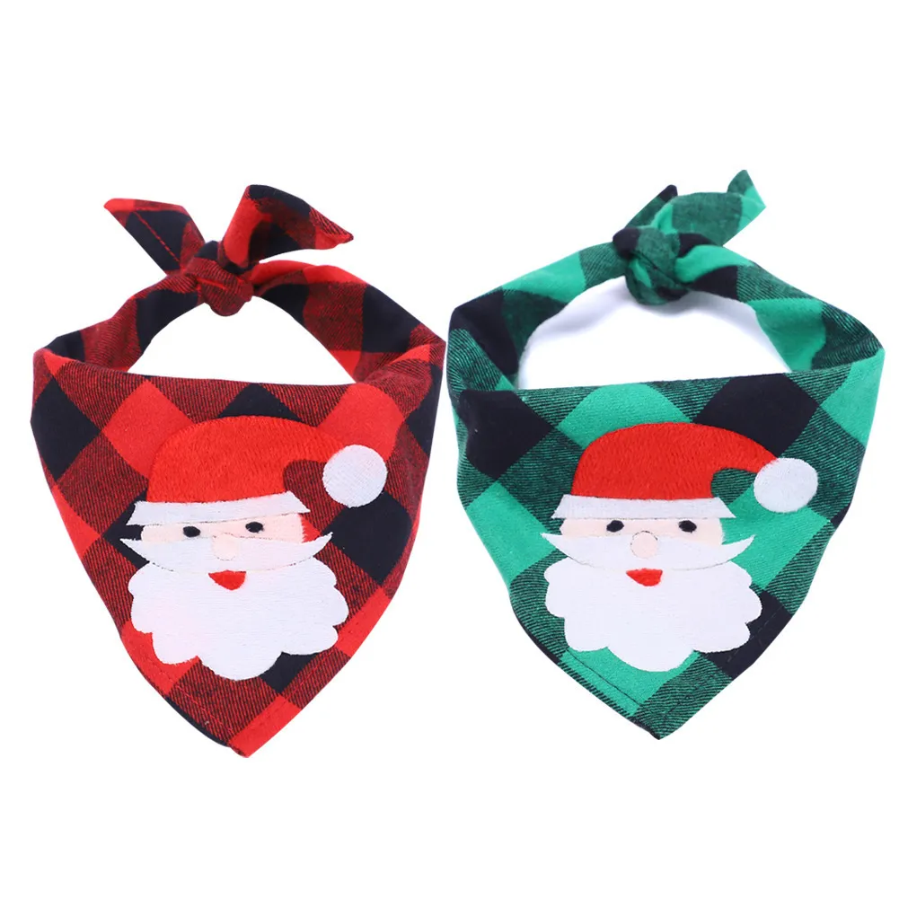 Christmas Dog Bandana Elk Printed Pet Washable Decoration Scarf Handkerchiefs Bibs Pet Accessories Saliva Towel Pet Collar Napkin w-00443