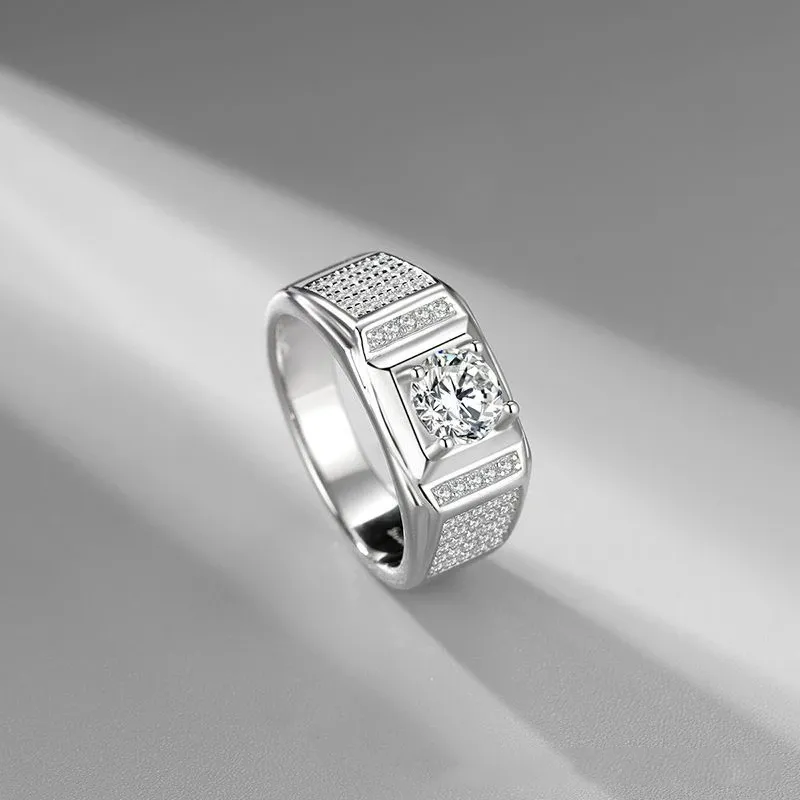 American Moissanite 6 Prong 설정 패션 S925 실버 링 마이크로 세트 멀티 다이아몬드 화려한 발렌타인 선물