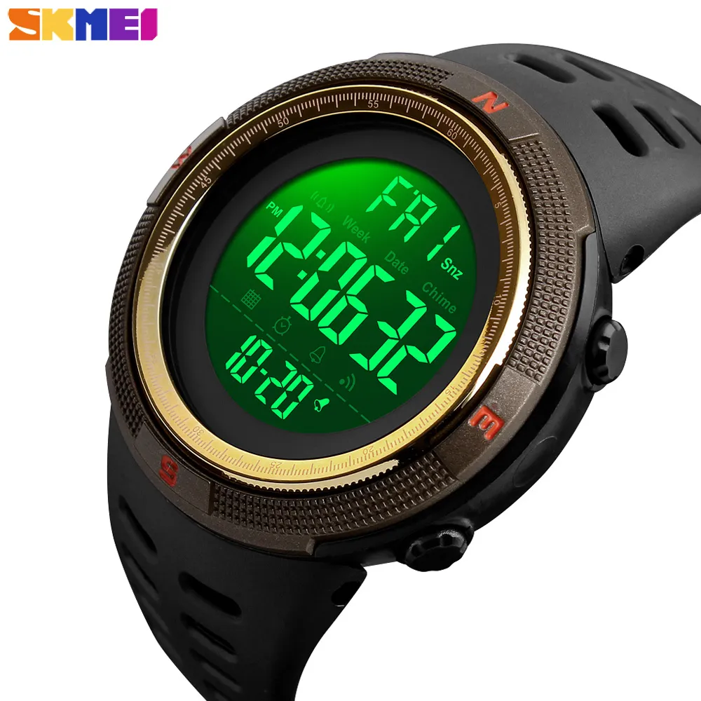 SKMEI Waterproof Mens Watches Nowa moda Casual LED Digital Outdoor Sports Watch Mężczyzn Multifunkcja Student Watches 201204241T