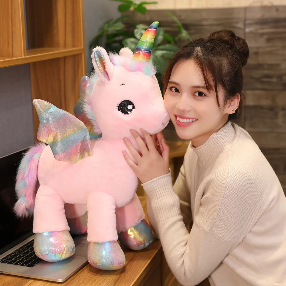 4080 cm gigant Kawaii Rainbow Unicorn Plush Toys Schleń Unicornio Soft Pillow Dolls Piękny zwierząt koni prezent dla dzieci dziecięce 3190518