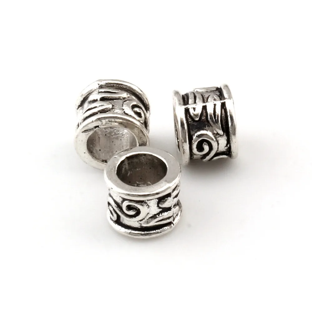 Antique Silver 5 5mm Hole zinc alloy Tube Bead Spacers Charm For Jewelry Making Bracelet Necklace DIY Accessories164h