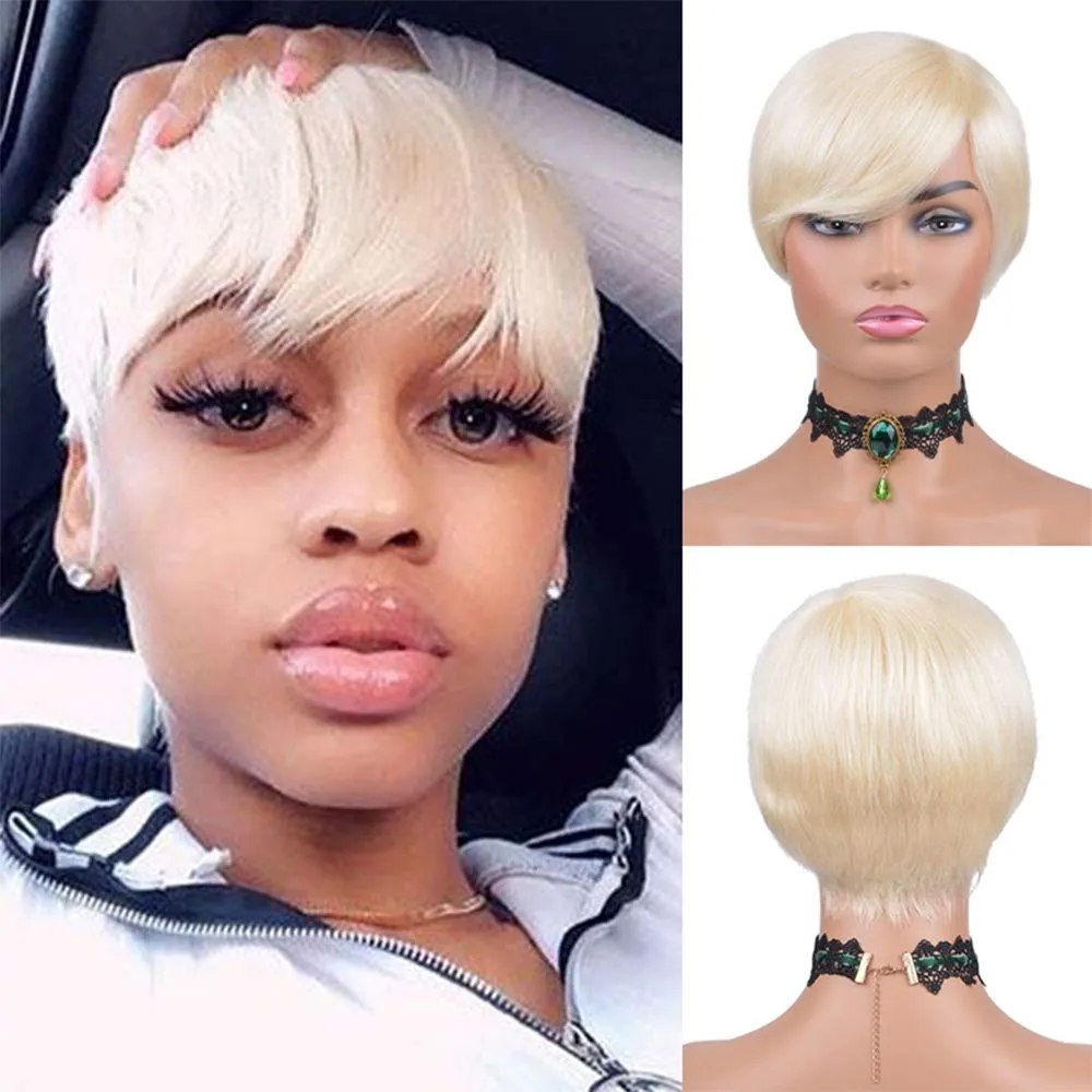 613 Bob Bob Wigs Metteur Hair Cheveux Vierge PIXIE CUT PERMINES HUMUMES PERMENROS DE CHEVEUX HUMÉRIQUES DROITES CHEVEUX CHEVEUX NATUREL 100% HUMUME BOB WigFactory Dire