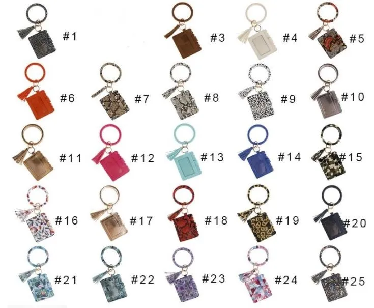 PU Läder Armband Keychain Plånböcker Kreditkort Tassels Bangle Key Ring Holder Wristlet Handväska Lady Tillbehör