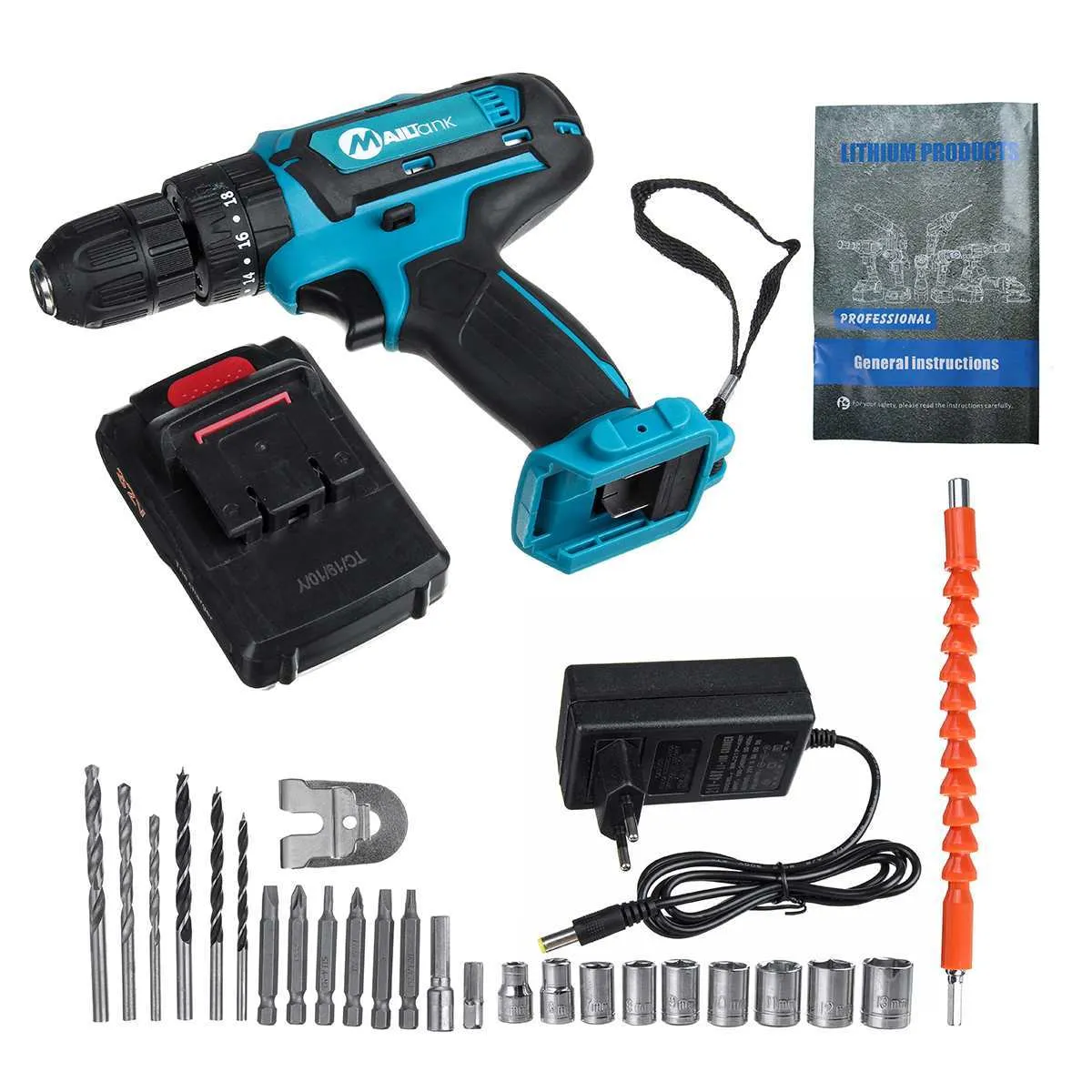 Electric Drill Cordless Drill 32V 2 Speed 3 IN1 Electric Screwdriver Hammer Power Driver with 1 Lithium-Ion Battery Power Tool 201225