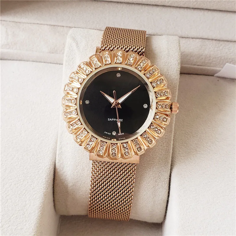 Модные брендовые часы для женщин и девочек, стиль кристаллов, магнитный металлический стальной ремешок, кварцевые наручные часы CHA242655