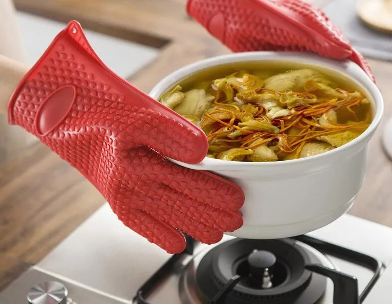 Кухонная микроволновая печь для выпечки перчатки термическая изоляция против SLICELICONE FIVERENGERETERPERTEANTEAR SAFE Нетоксичные перчатки 7413009