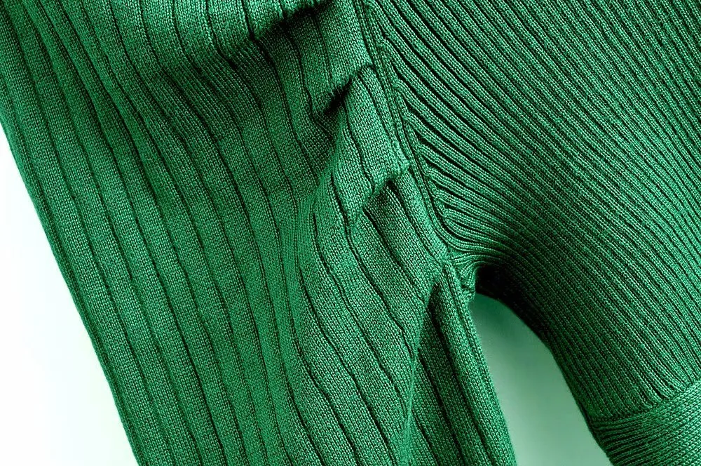women fashion puff sleeve short sweater ladies basic knitted casual slim high street hem cross sweaters chic tops S217 201225