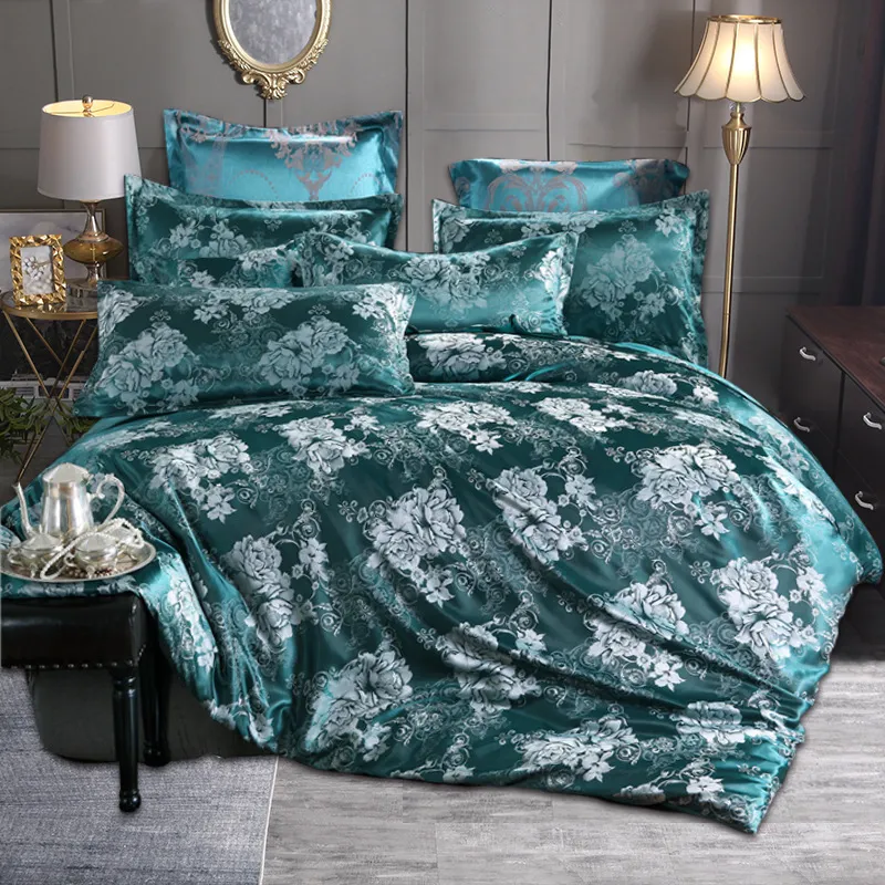 Set biancheria da letto di lusso 2 o 3 pezzi Set copripiumino jacquard in raso con chiusura a cerniera 1 copripiumino 1 2 federe US EU AU Size 201292C